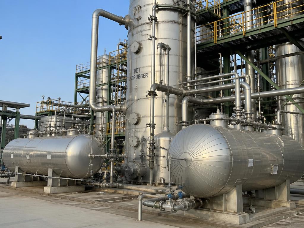 Industrial pressure vessels and wet scrubber column